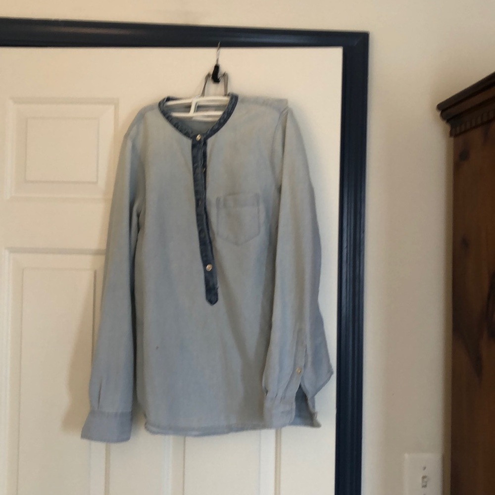 Light chambray J. Crew half button-down